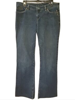 Volcom Women’s Dark Blue Denim Jeans with Raw Hem Size 13